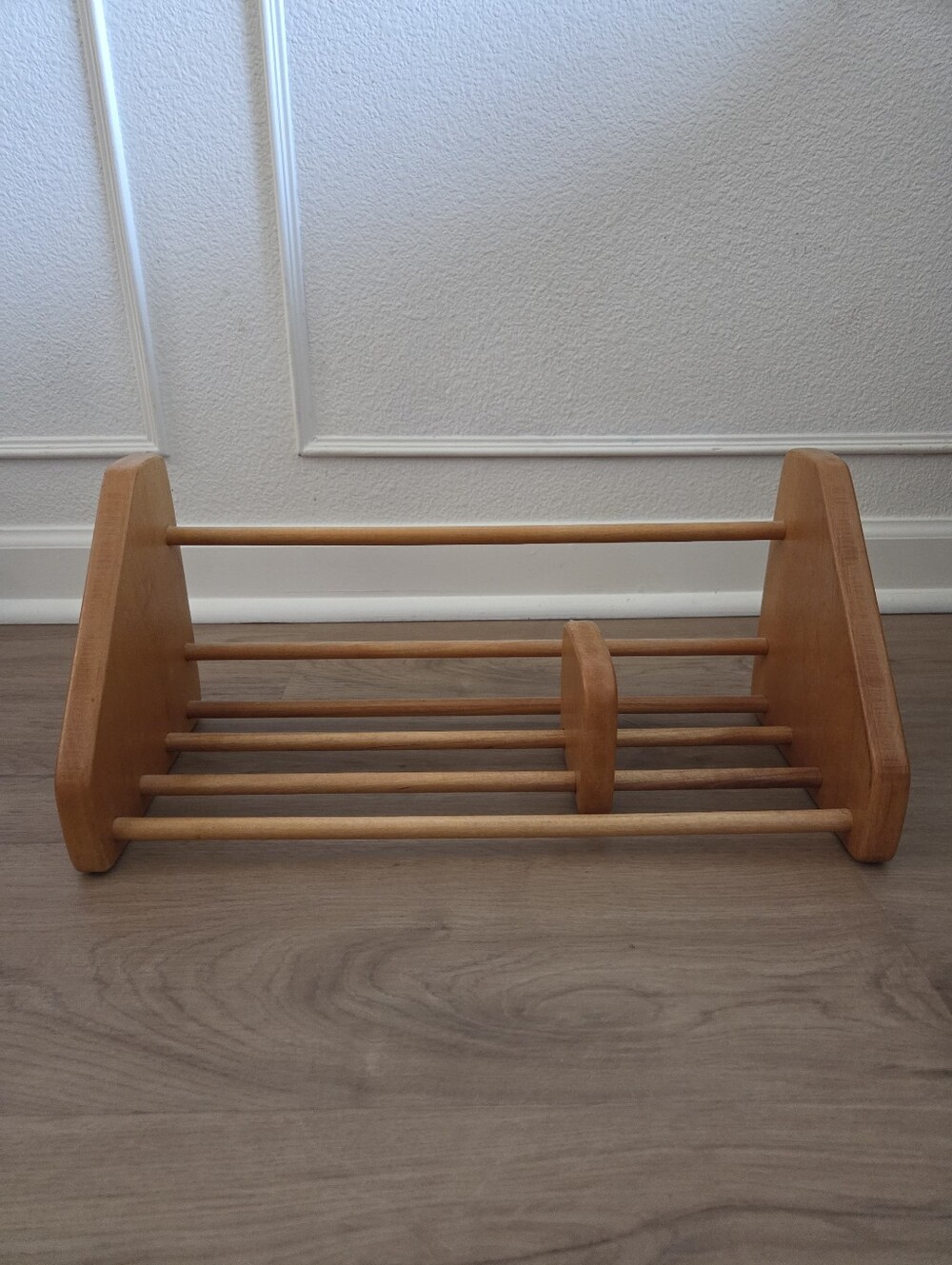 Vtg Mid Century Modern Wood Expandable Sliding Tabletop Bookshelf Book Rac Decor - Picture 3 of 8